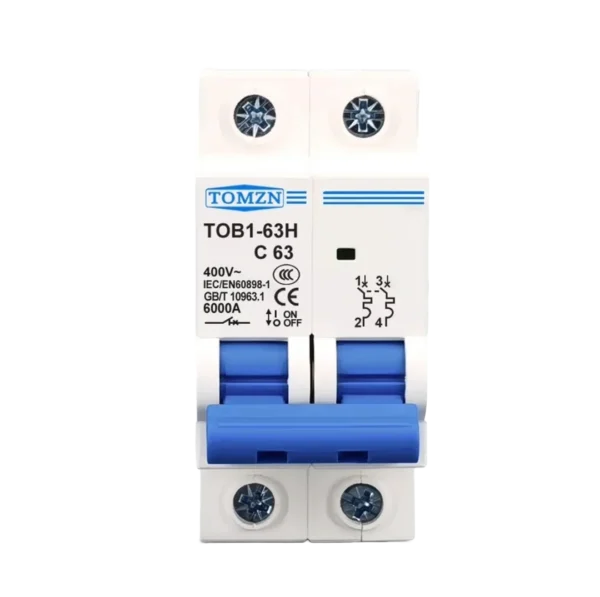 Tomzn 2P AC MCB Circuit breaker Front