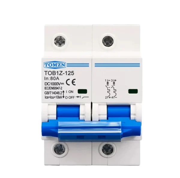 Tomzn 2P DC MCB Circuit Breaker 125A Front